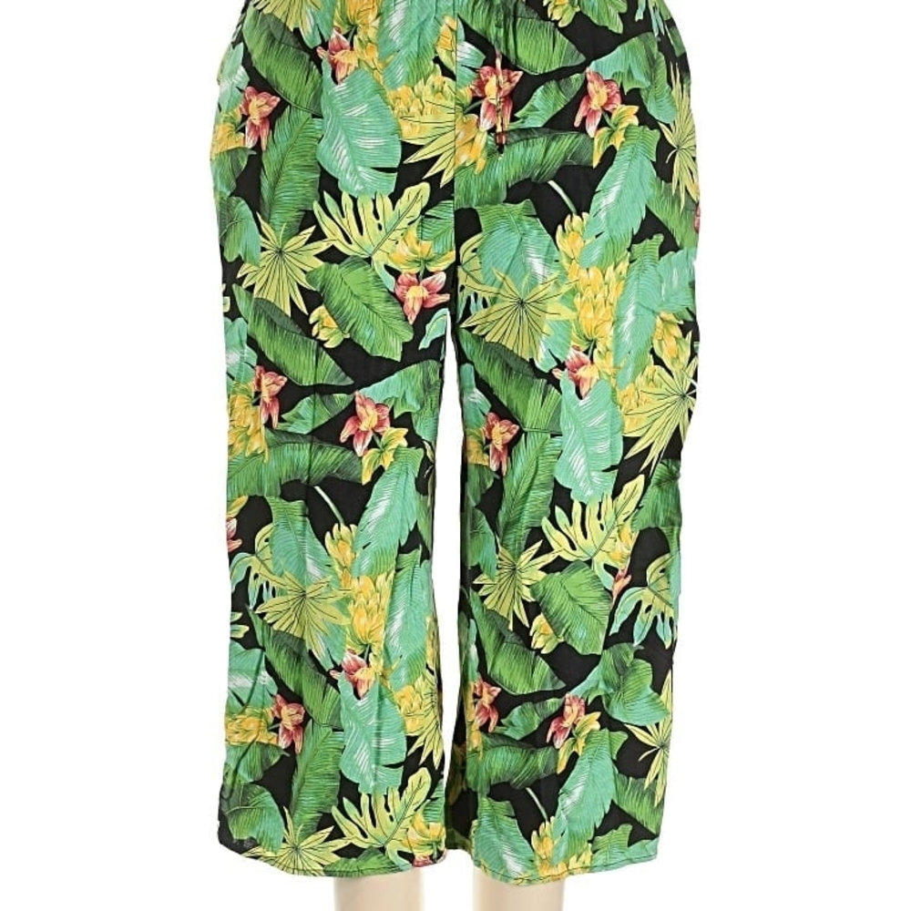 Nicole Miller Green and Yellow Tropical Capris
